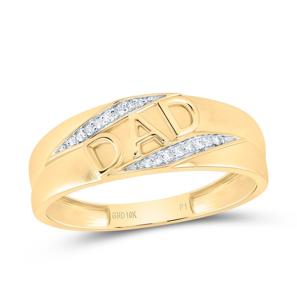 10K Yellow Gold Diamond Dad Men Ring 1/12 Cttw - Splendid Jewellery