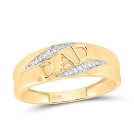 10K Yellow Gold Diamond Dad Men Ring 1/12 Cttw - Splendid Jewellery