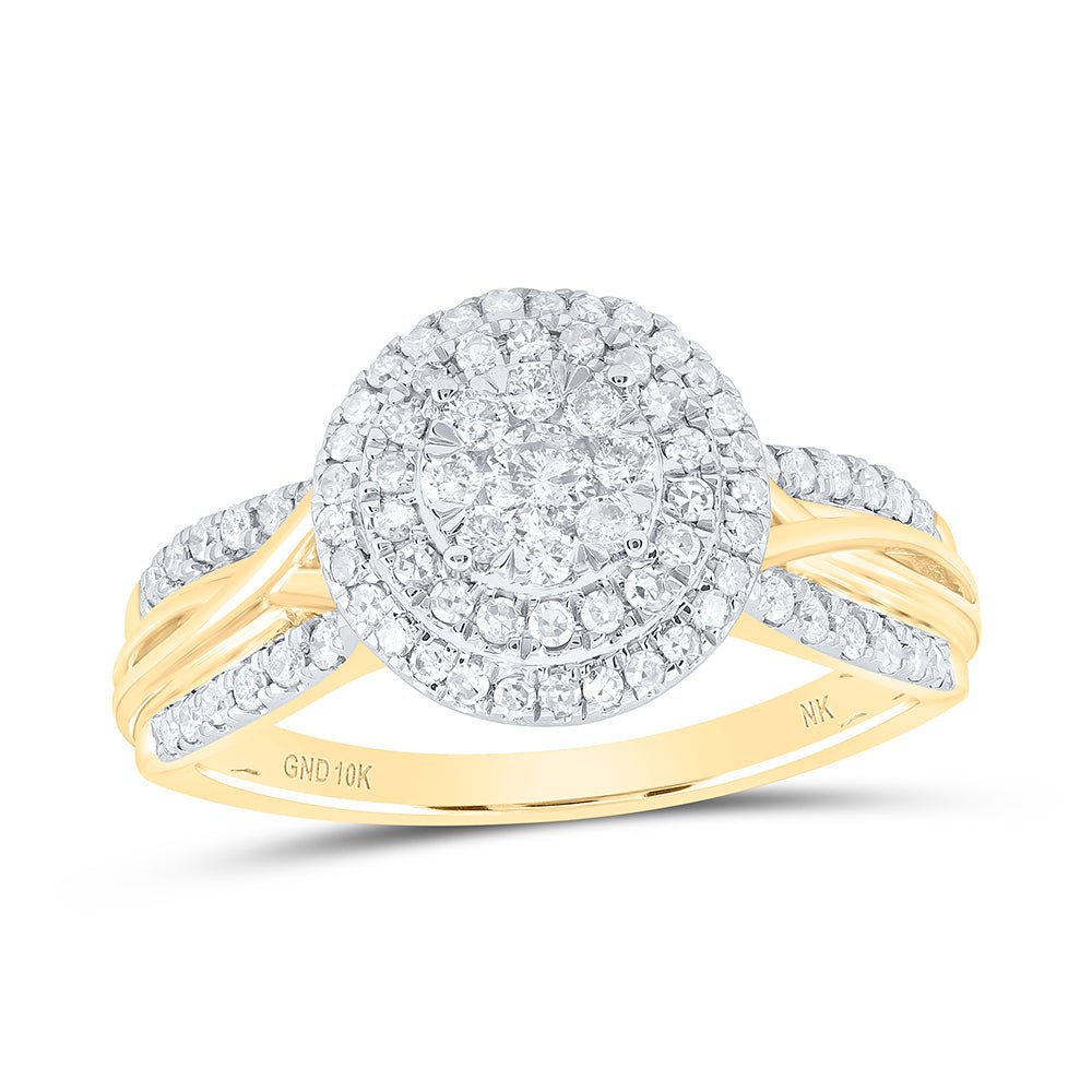 10K Yellow Gold Diamond Designer Ring 1/2 Cttw - Splendid Jewellery