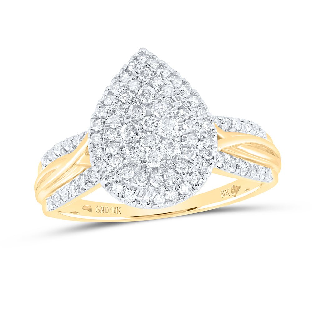 10K Yellow Gold Diamond Designer Ring 1/2 Cttw - Splendid Jewellery