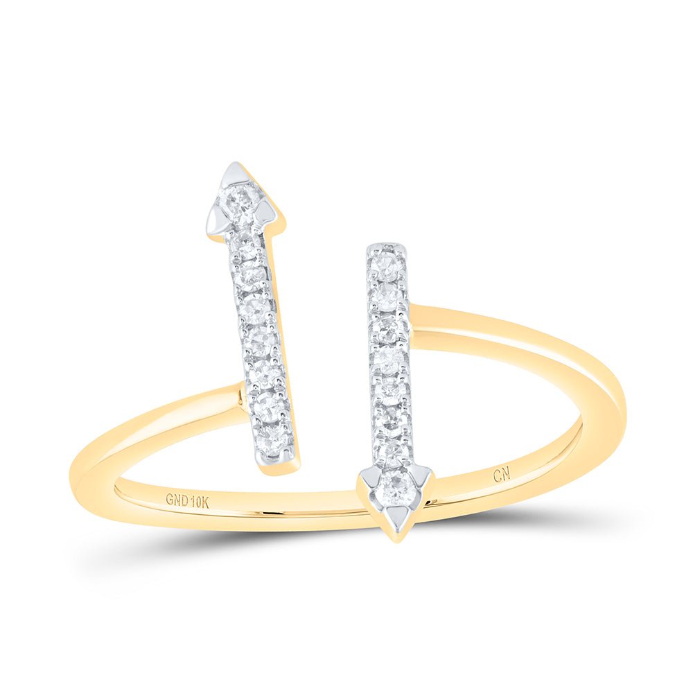 10K Yellow Gold Diamond Designer Ring 1/8 Cttw - Splendid Jewellery