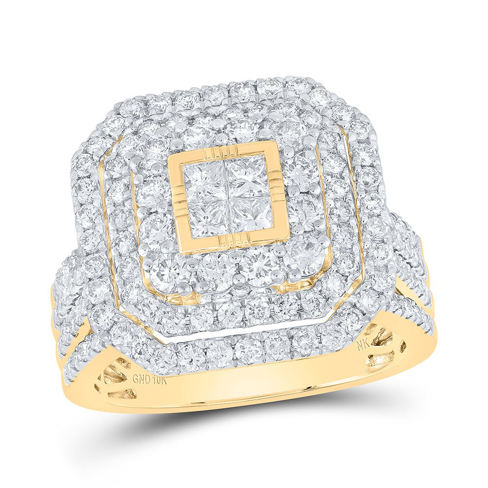 10K Yellow Gold Diamond Designer Ring 2 Cttw - Splendid Jewellery