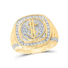 10K Yellow Gold Diamond Dollar Sign Men's Ring 1 Cttw - Splendid Jewellery