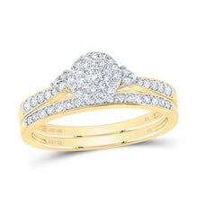 Load image into Gallery viewer, 10K Yellow Gold Diamond Double Halo Bridal Set 1/2 Cttw - Splendid Jewellery