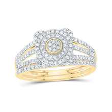 Load image into Gallery viewer, 10K Yellow Gold Diamond Double Halo Bridal Set 1/2 Cttw - Splendid Jewellery