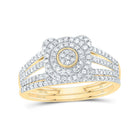 10K Yellow Gold Diamond Double Halo Bridal Set 1/2 Cttw - Splendid Jewellery