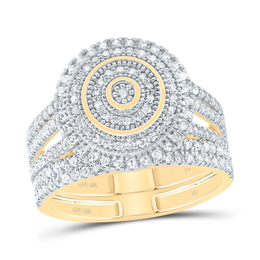 10K Yellow Gold Diamond Double Halo Bridal Set 5/8 Cttw - Splendid Jewellery