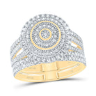 10K Yellow Gold Diamond Double Halo Bridal Set 5/8 Cttw - Splendid Jewellery