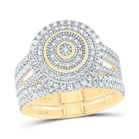 10K Yellow Gold Diamond Double Halo Bridal Set 5/8 Cttw - Splendid Jewellery