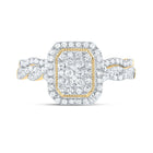 10K Yellow Gold Diamond Emerald Double Halo Bridal Set 1/2 Cttw - Splendid Jewellery