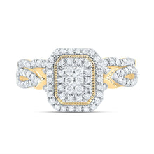 Load image into Gallery viewer, 10K Yellow Gold Diamond Emerald Double Halo Bridal Set 1/2 Cttw - Splendid Jewellery