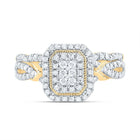 10K Yellow Gold Diamond Emerald Double Halo Bridal Set 1/2 Cttw - Splendid Jewellery