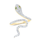 10K Yellow Gold Diamond Emerald Gemstone Snake Ring 3/4 Cttw - Splendid Jewellery