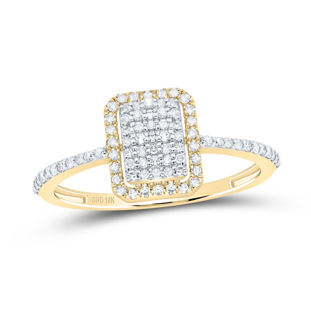 10K Yellow Gold Diamond Emerald Ring 1/4 Cttw - Splendid Jewellery