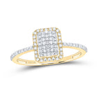 10K Yellow Gold Diamond Emerald Ring 1/4 Cttw - Splendid Jewellery