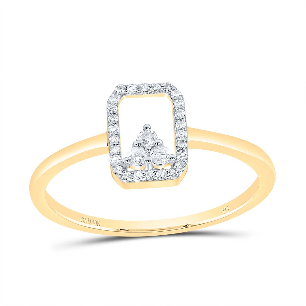 10K Yellow Gold Diamond Emerald Ring 1/8 Cttw - Splendid Jewellery