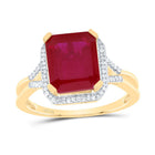 10K Yellow Gold Diamond Emerald Ruby Synthetic Ring 1/6 Cttw - Splendid Jewellery
