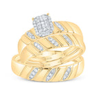 10K Yellow Gold Diamond Emerald Trio Ring Set 1/4 Cttw - Splendid Jewellery