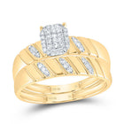 10K Yellow Gold Diamond Emerald Trio Ring Set 1/4 Cttw - Splendid Jewellery