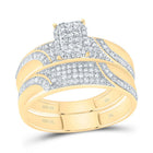 10K Yellow Gold Diamond Emerald Trio Ring Set 5/8 Cttw - Splendid Jewellery