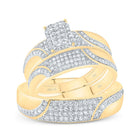 10K Yellow Gold Diamond Emerald Trio Ring Set 5/8 Cttw - Splendid Jewellery