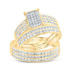 10K Yellow Gold Diamond Emerald Trio Ring Set 7/8 Cttw - Splendid Jewellery