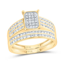 Load image into Gallery viewer, 10K Yellow Gold Diamond Emerald Trio Ring Set 7/8 Cttw - Splendid Jewellery