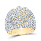 10K Yellow Gold Diamond Fashion 8 Petal Flower Ring 3 1/4 Cttw - Splendid Jewellery