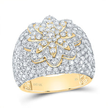 Load image into Gallery viewer, 10K Yellow Gold Diamond Fashion 8 Petal Flower Ring 3 1/4 Cttw - Splendid Jewellery