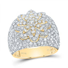 10K Yellow Gold Diamond Fashion 8 Petal Flower Ring 3 1/4 Cttw - Splendid Jewellery