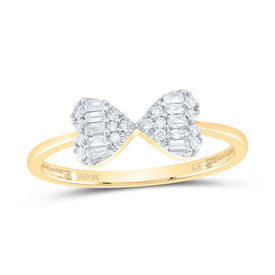 10K Yellow Gold Diamond Fashion Bow Ring 1/5 Cttw - Splendid Jewellery
