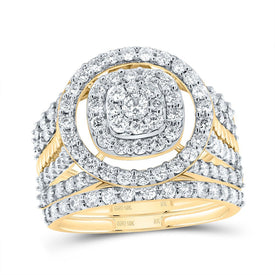 10K Yellow Gold Diamond Fashion Bridal Set 1 3/4 Cttw - Splendid Jewellery