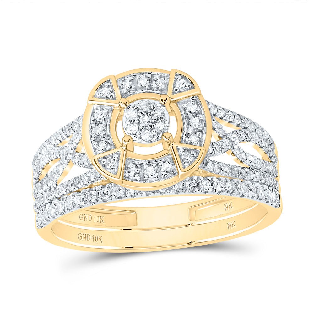 10K Yellow Gold Diamond Fashion Bridal Set 1/2 Cttw - Splendid Jewellery
