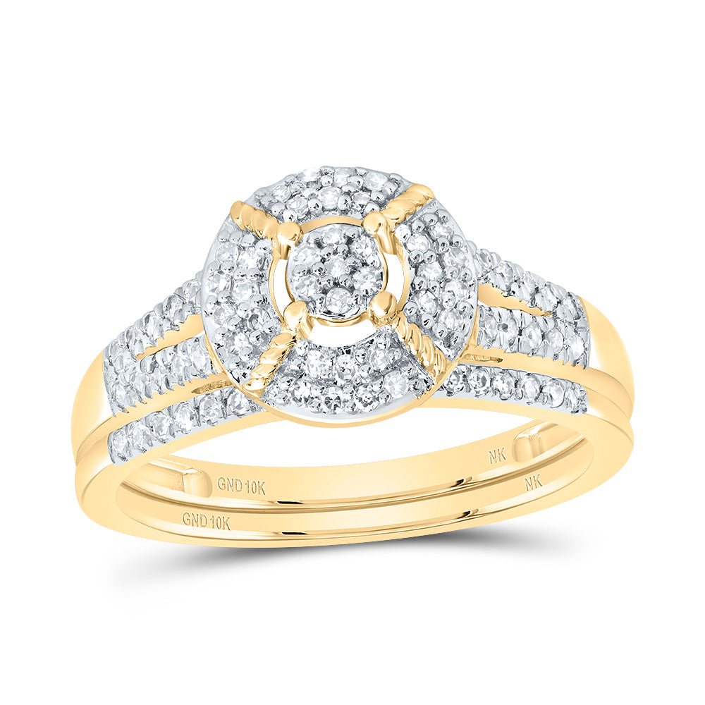 10K Yellow Gold Diamond Fashion Bridal Set 1/3 Cttw - Splendid Jewellery