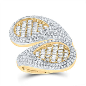 10K Yellow Gold Diamond Fashion Buguette Women's Ring 1 5/8 Cttw - Splendid Jewellery