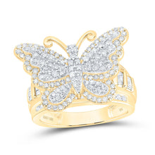 Load image into Gallery viewer, 10K Yellow Gold Diamond Fashion Butterfly Ring 1 1/2 Cttw - Splendid Jewellery