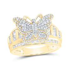 Load image into Gallery viewer, 10K Yellow Gold Diamond Fashion Butterfly Ring 1 Cttw - Splendid Jewellery
