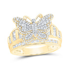 10K Yellow Gold Diamond Fashion Butterfly Ring 1 Cttw - Splendid Jewellery