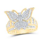 10K Yellow Gold Diamond Fashion Butterfly Ring 1 Cttw - Splendid Jewellery
