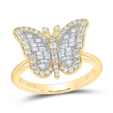 Load image into Gallery viewer, 10K Yellow Gold Diamond Fashion Butterfly Ring 1/3 Cttw - Splendid Jewellery