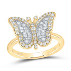 10K Yellow Gold Diamond Fashion Butterfly Ring 1/3 Cttw - Splendid Jewellery