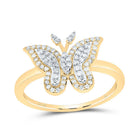 10K Yellow Gold Diamond Fashion Butterfly Ring 1/4 Cttw - Splendid Jewellery