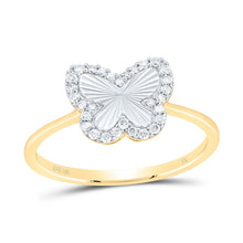 Load image into Gallery viewer, 10K Yellow Gold Diamond Fashion Butterfly Ring 1/5 Cttw - Splendid Jewellery