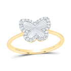 10K Yellow Gold Diamond Fashion Butterfly Ring 1/5 Cttw - Splendid Jewellery