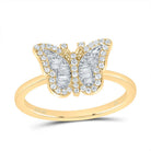 10K Yellow Gold Diamond Fashion Butterfly Ring 1/5 Cttw - Splendid Jewellery