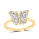 10K Yellow Gold Diamond Fashion Butterfly Ring 1/5 Cttw - Splendid Jewellery