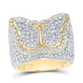 10K Yellow Gold Diamond Fashion Butterfly Ring 3 1/2 Cttw - Splendid Jewellery