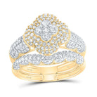 10K Yellow Gold Diamond Fashion Clover Bridal Set 1 Cttw - Splendid Jewellery