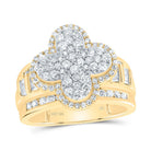 10K Yellow Gold Diamond Fashion Clover Ring 1 1/3 Cttw - Splendid Jewellery