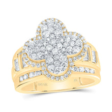 Load image into Gallery viewer, 10K Yellow Gold Diamond Fashion Clover Ring 1 1/3 Cttw - Splendid Jewellery